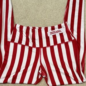 Striped Red and White Indiana Leggings